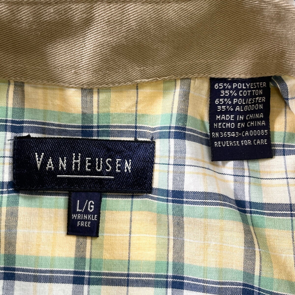 90年代 VAN HEUSEN バンヒューゼン マドラスチェック柄 半袖シャツ