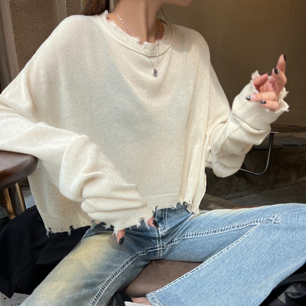 カジュアルラウンドネックニット 10095