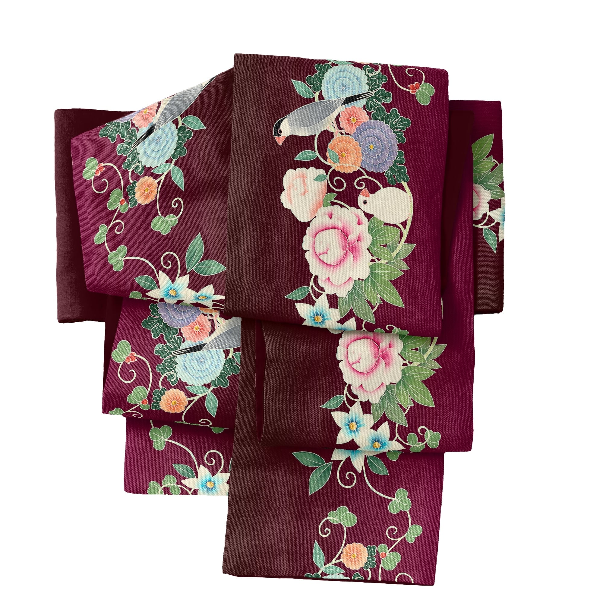 即納品】some-pri 半幅帯「文鳥花飾り」エンジgd | 染工房ユキヤ