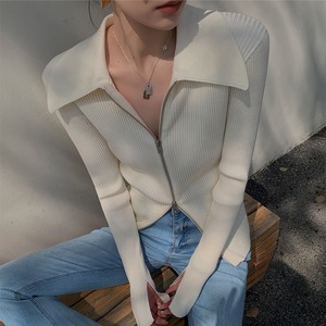 襟付きジッパーニットカーディガン　21440