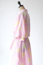 Pink yellow dot short sleeve shirt dress