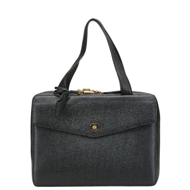 シャネル ココマーク ビジネスバッグ ブリーフケース ブラック キャビアスキン メンズ CHANEL 【中古】