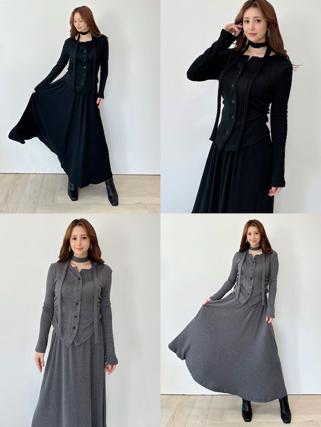 チョーカー付きシャーリングセットアップ ¥6,800+tax