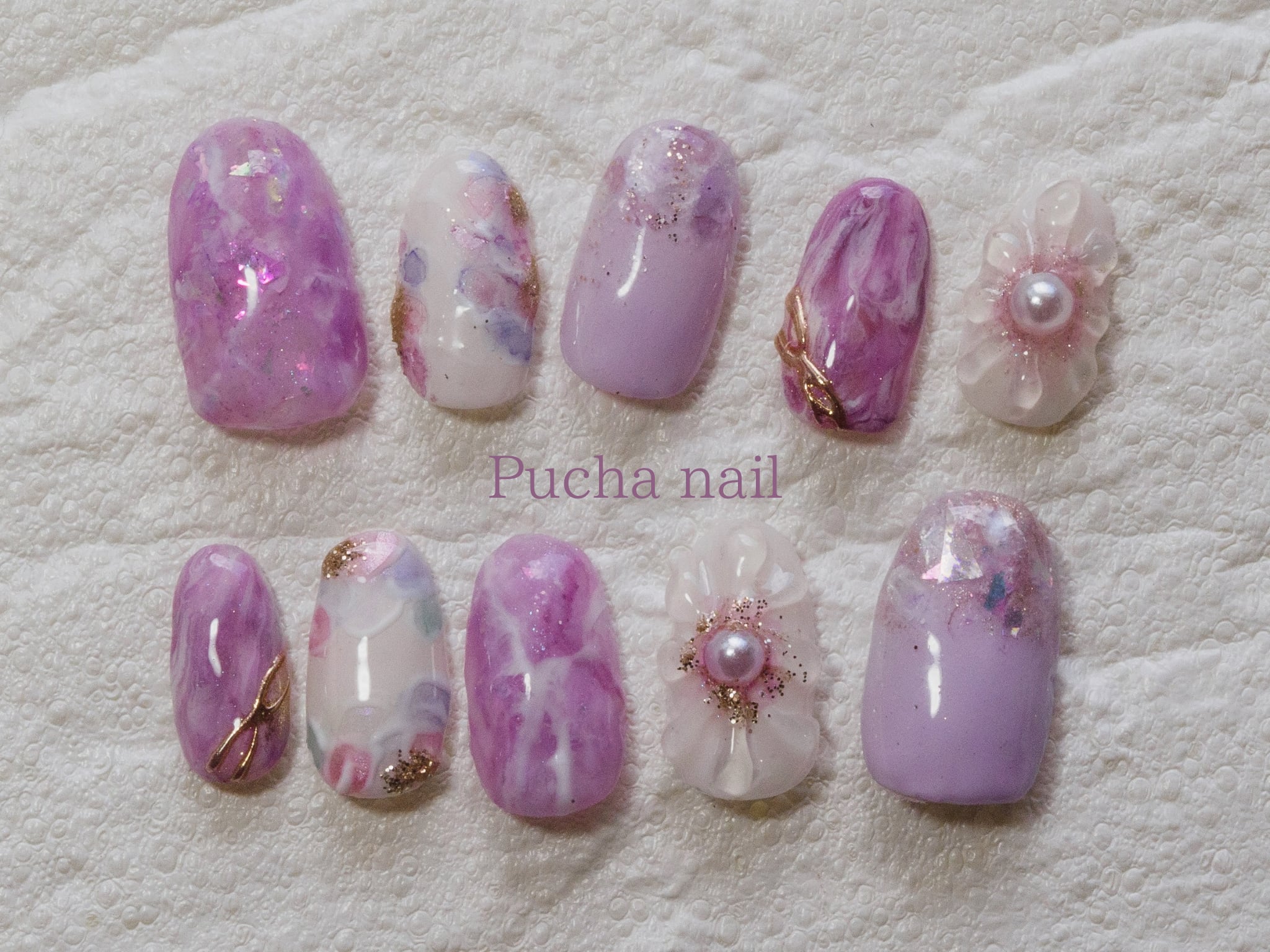 ☆A-488☆ネイルチップ 紫陽花のうるうるニュアンスネイル もの凄い 