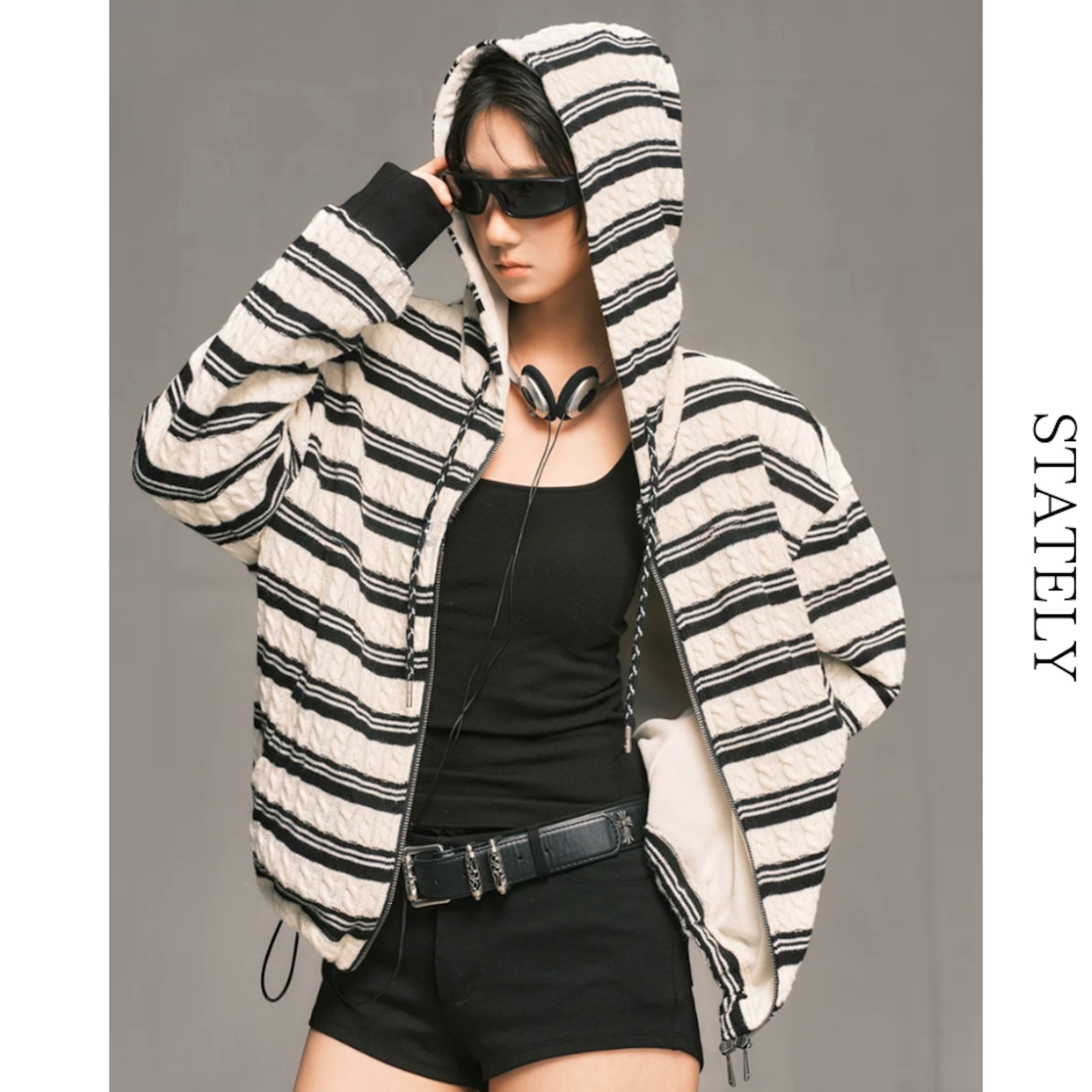 Cable Stripe ジップアップフーディー/4color__T09・画像6