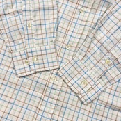 新品 タグ付き Henry Cotton's ヘンリーコットンズ チェック柄 BD ボタンダウン 長袖シャツ 39/ホワイト系 メンズ ブルガリア製