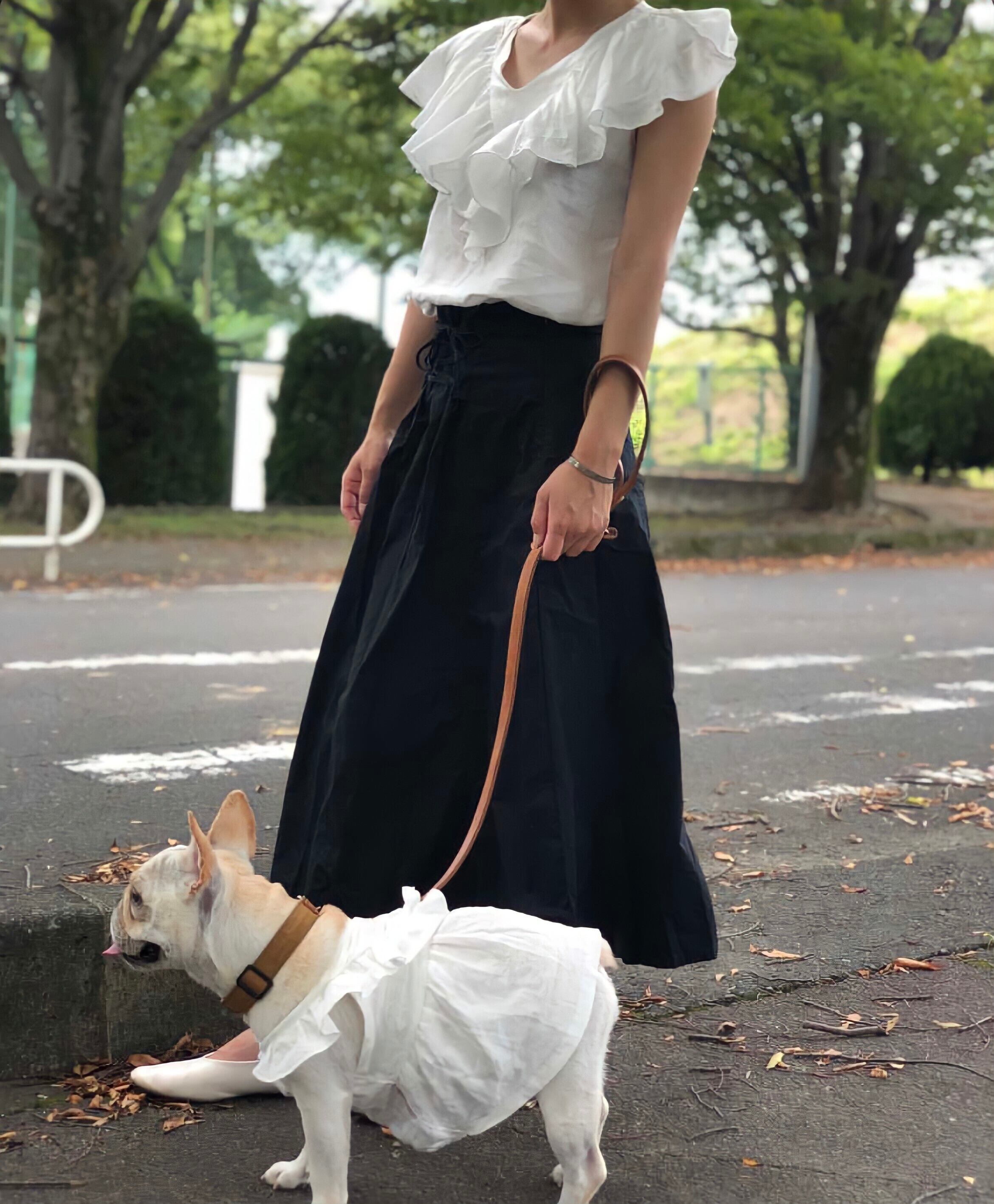 ママとお揃いラッフルワンピース ホワイト Cochonette Dog Wear Creator