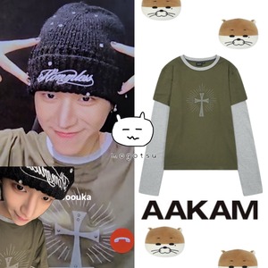 ★BOYNEXTDOOR リウ 着用！！【AAKAM】Wings layered Long Sleeve (Khaki)