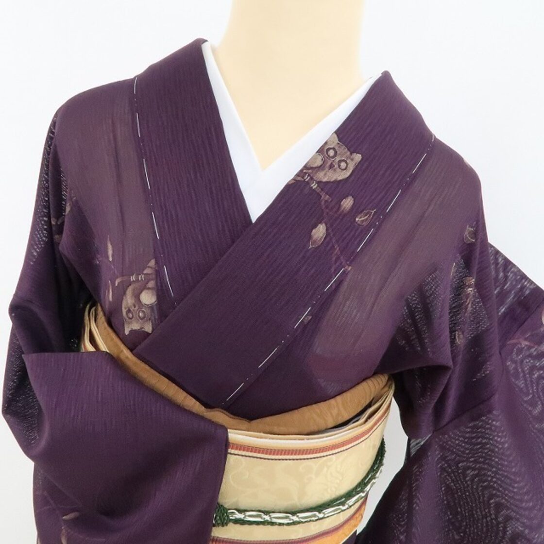 美品未使用 仕付け糸あり 着物 （しつけ糸付】未使用! 手織り 紬 正絹 
