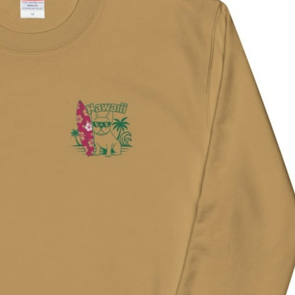 サーフボードフレンチブルドッグ ユニセックスクルーネック 裏起毛スウェットD0009