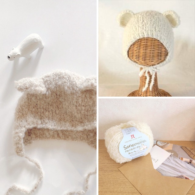 【編みものキット】棒針で編むくま耳帽子（3～6ヶ月・１～４歳）｜編み物中毒 Knitting Highさんコラボキット