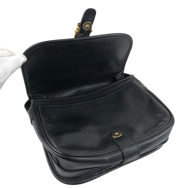 CELINE セリーヌ ショルダーバッグ ブラック ブラゾン型押し フロントバックル レザー vintage ヴィンテージ オールド 4n3ttr