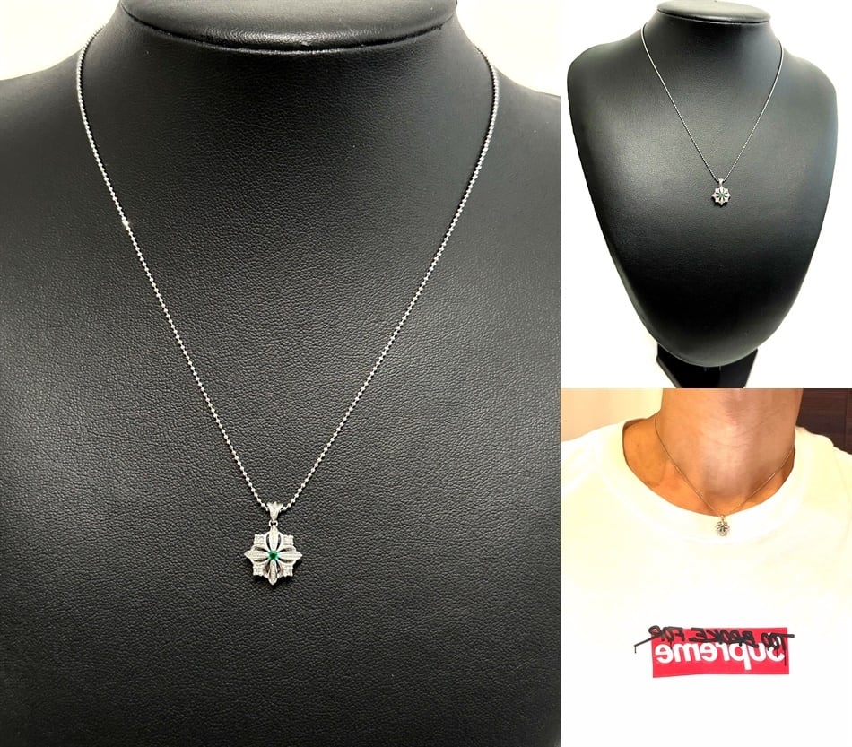 KUNO ケイウノ エメラルド ダイヤモンド クロス ネックレス KUNO ケイウノ エメラルド ダイヤモンド クロス ネックレス