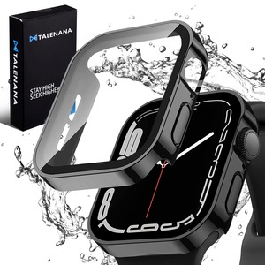 【在庫のみ】TALENANA for Apple Watch防水ケース 45mm 44mm 41mm 40mmアップルウォッチ 用 保護ケース 強化ガラスフィルム Series 7/6/SE/SE3/5/4 一体型 3D直角エッジ新デザイン メッキ加工 PC素材 高タッチ感度 全面保護 衝撃吸収 取付簡単 (Series 6/SE/SE3/5/444mmブラック)