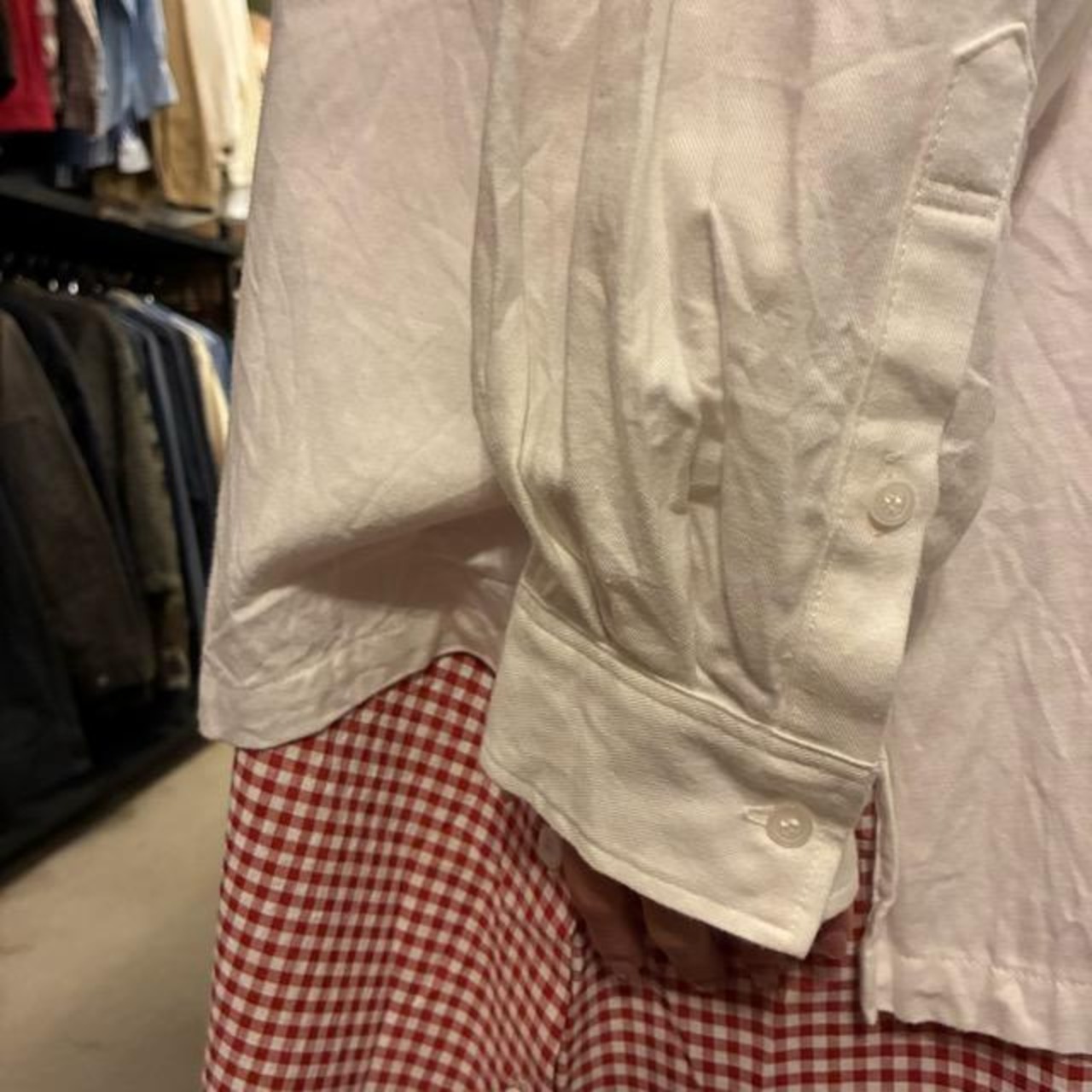 ICHI Peach Washer Frill Shirt, White, Natural Cotton, Women's Blouse, Knit Shirt, Layering Shirt, Long Sleeve