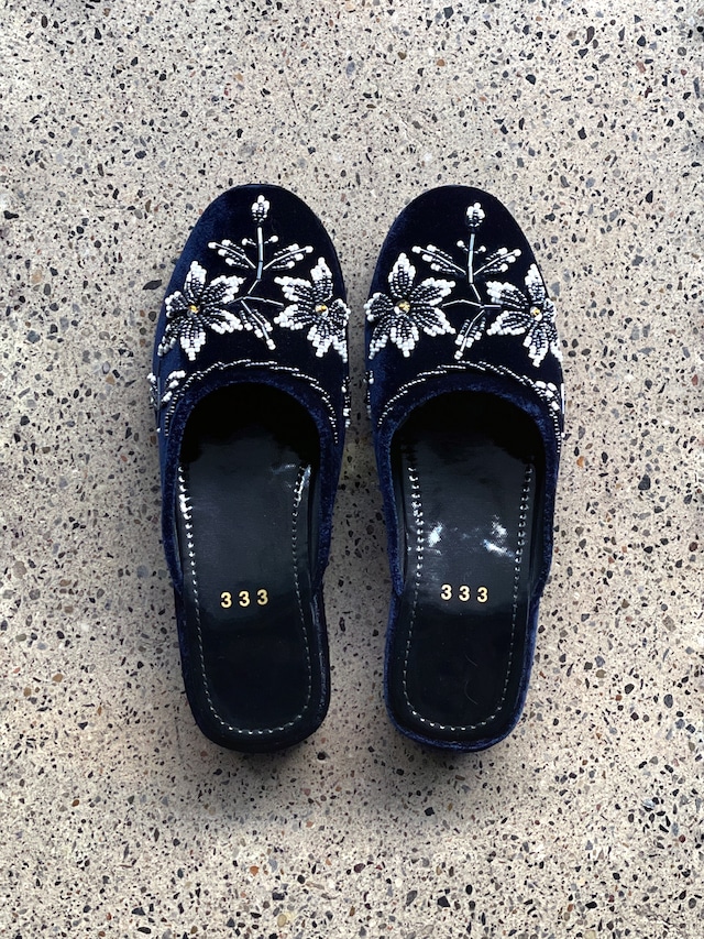 Velor sandals（Navy・Flower）