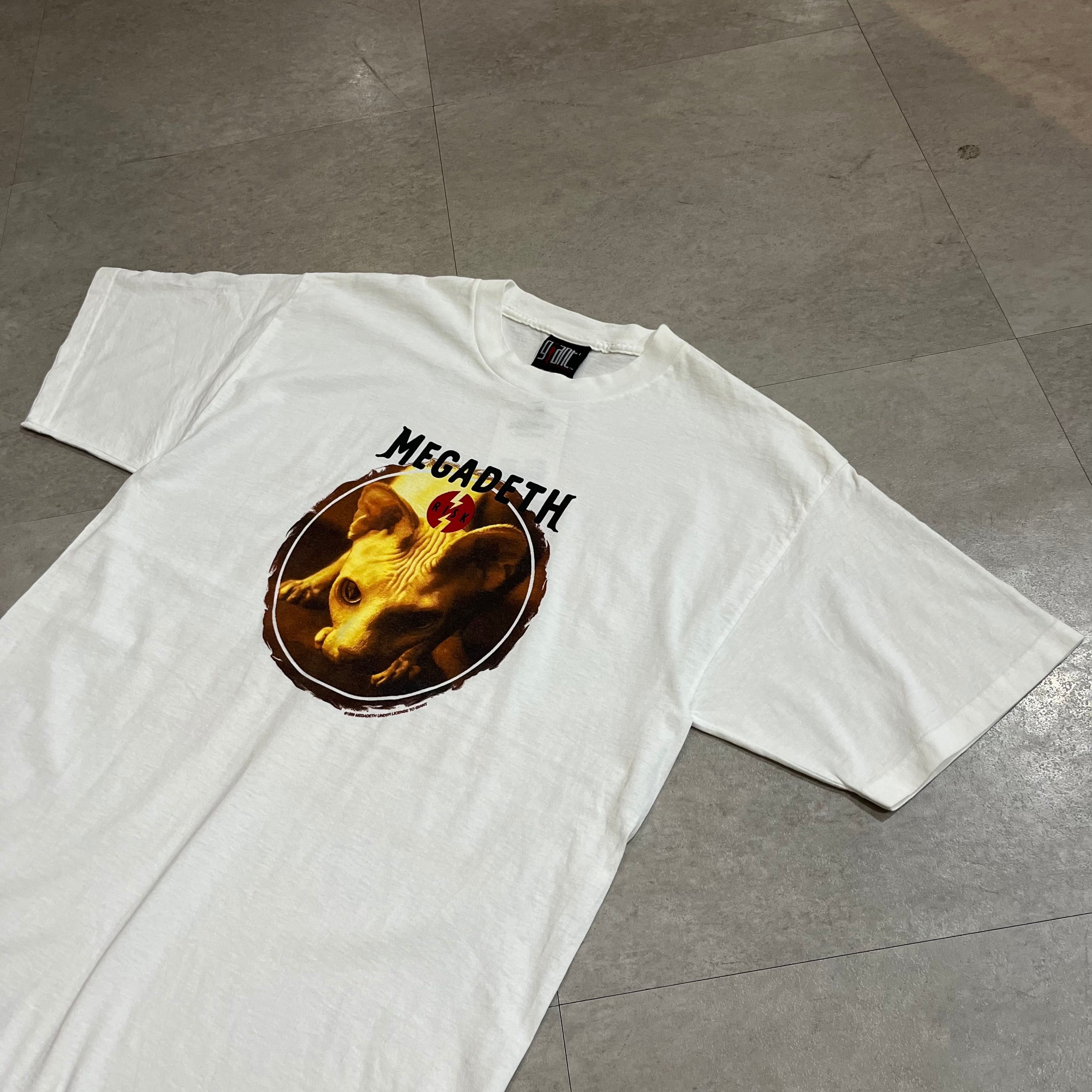 90年代 size : L【 MEGADETH 】メガデス RISK リスクバンドTシャツ バンT 両面プリント 白 古着 古着屋 高円寺 ビンテージ