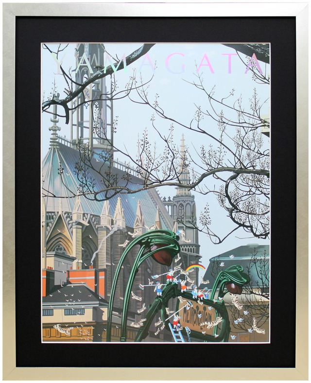 ヒロ ヤマガタ「チャーチ」展示用フック付アートポスター 絵画 インテリア アート