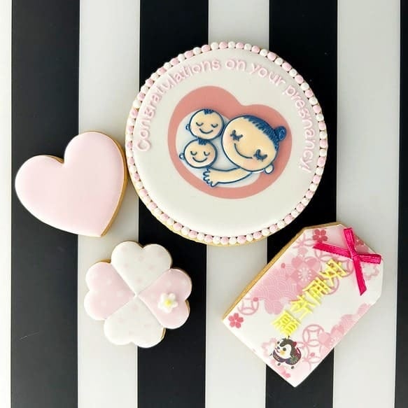 ふたごver.＞妊娠報告 マタニティーマークのアイシングクッキー4枚1