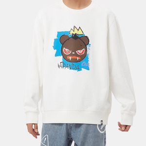 SALE 送料無料【HIPANDA ハイパンダ】メンズ バスキア パロディ クルーネック スウェット トレーナー MEN Jean-Michel Basquiat PARODY PRINT CREW NECK SWEAT SHIRT / WHITE