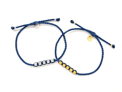 Brass Beads Bracelet/Blue (Gold/Silver)[真鍮ブレスレット]