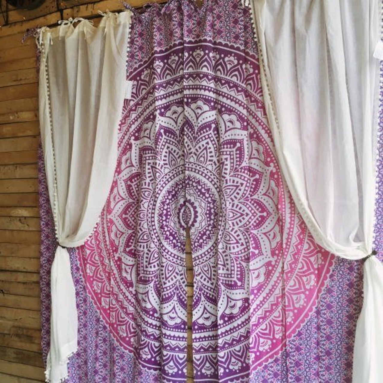  TOPANGA Homefurnishing　マンダラカーテン　100×200cm　パープル 
