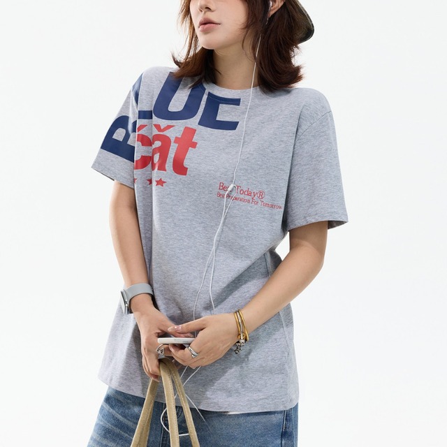 over logo grey short-sleeve tee　オーバーロゴグレー半袖ティー　J2052