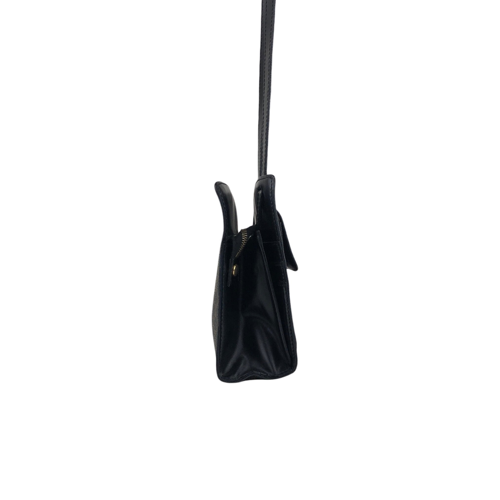 CELINE セリーヌ マカダム  ショルダーバッグ ブラック  PVC/レザー ミニバッグ dwm48m CELINE セリーヌ マカダム ショルダーバッグ ブラック PVC/レザー ミニ