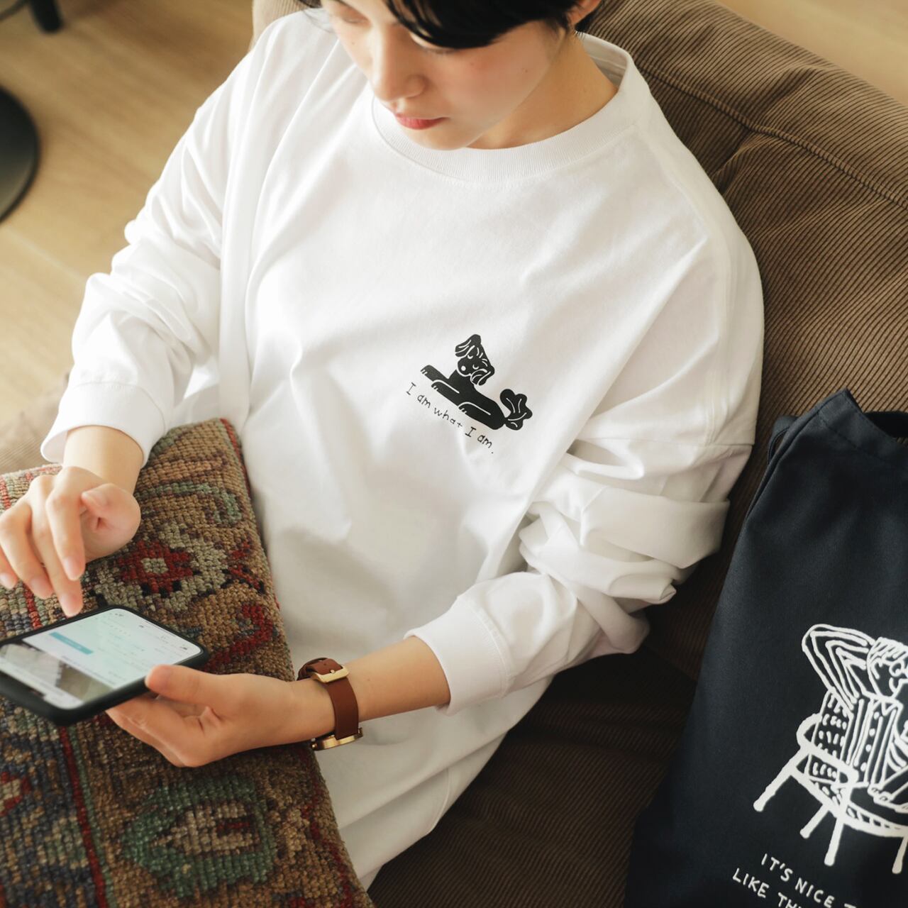 "I am what I am." Long-sleeve shirt (White)