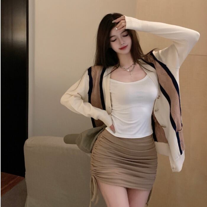 カラーセーター トップス オータムルーズカジュアルスタンダードカーディガンジャケット ロング レトロ 秋物 ピュア ガールズファッション29124297538