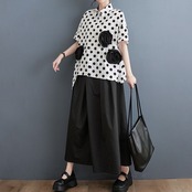 ドット&立体ローズ シャツ  30059