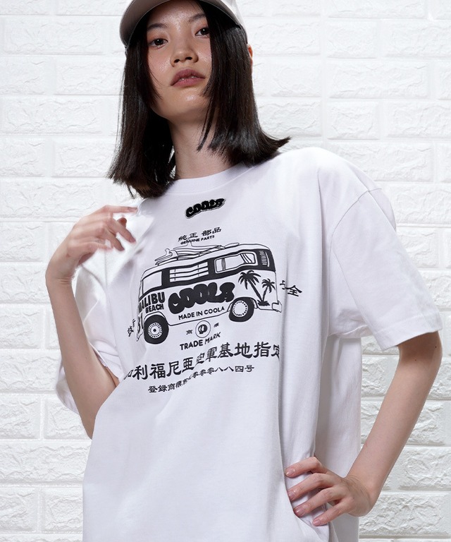 COOLA BUS プリントルーズTシャツ (WHITE)　CQ-44106