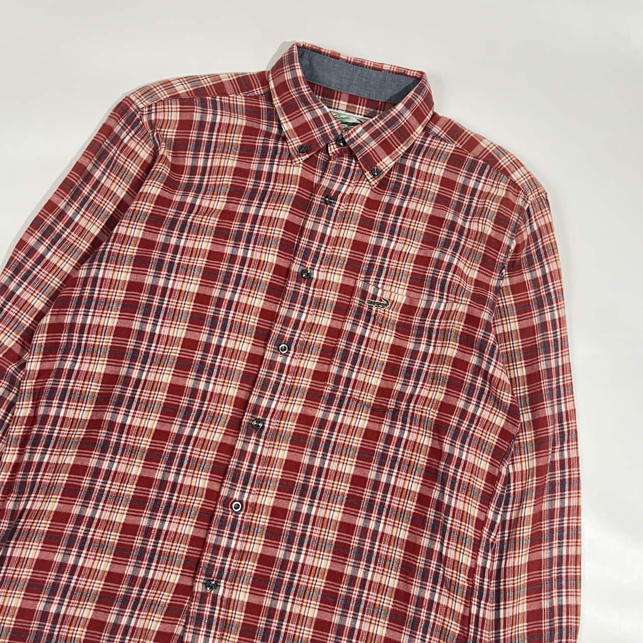 CROCODILE クロコダイル チェック BD ボタンダウン 長袖シャツ M/レッド系 メンズ