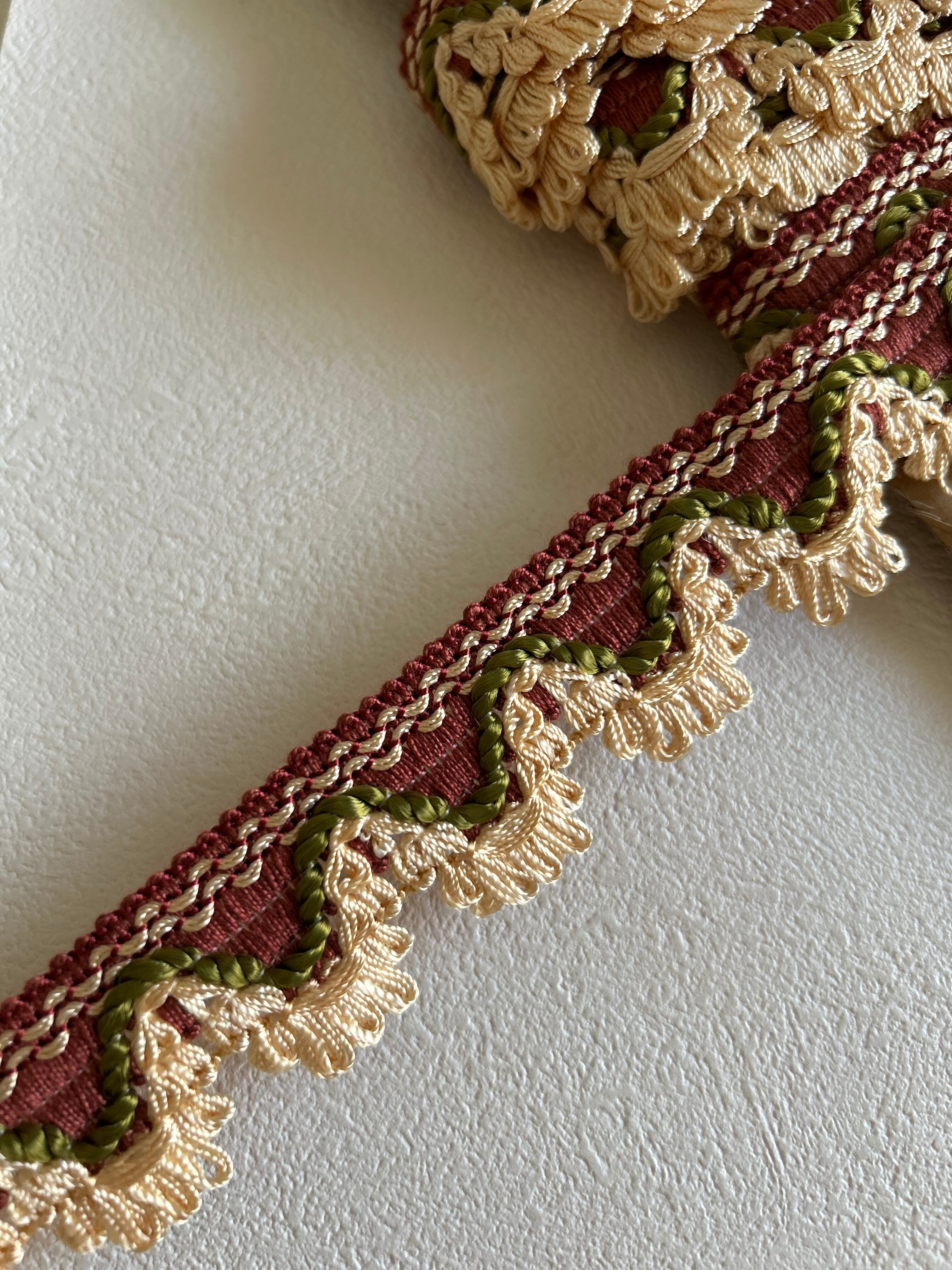 フランスVintage フリンジブレード マルチカラー 30mm カルトナージュ デコレーション材 ヴィンテージトリム