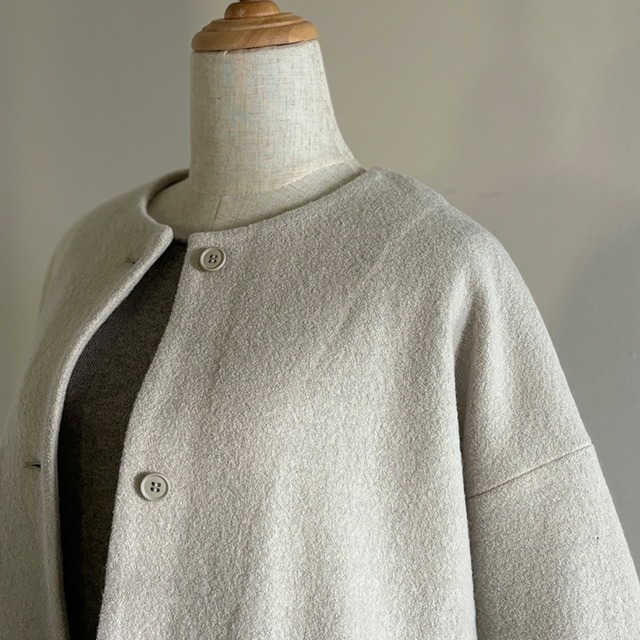 press wool no collar jacket　プレスウールノーカラージャケット　evam eva