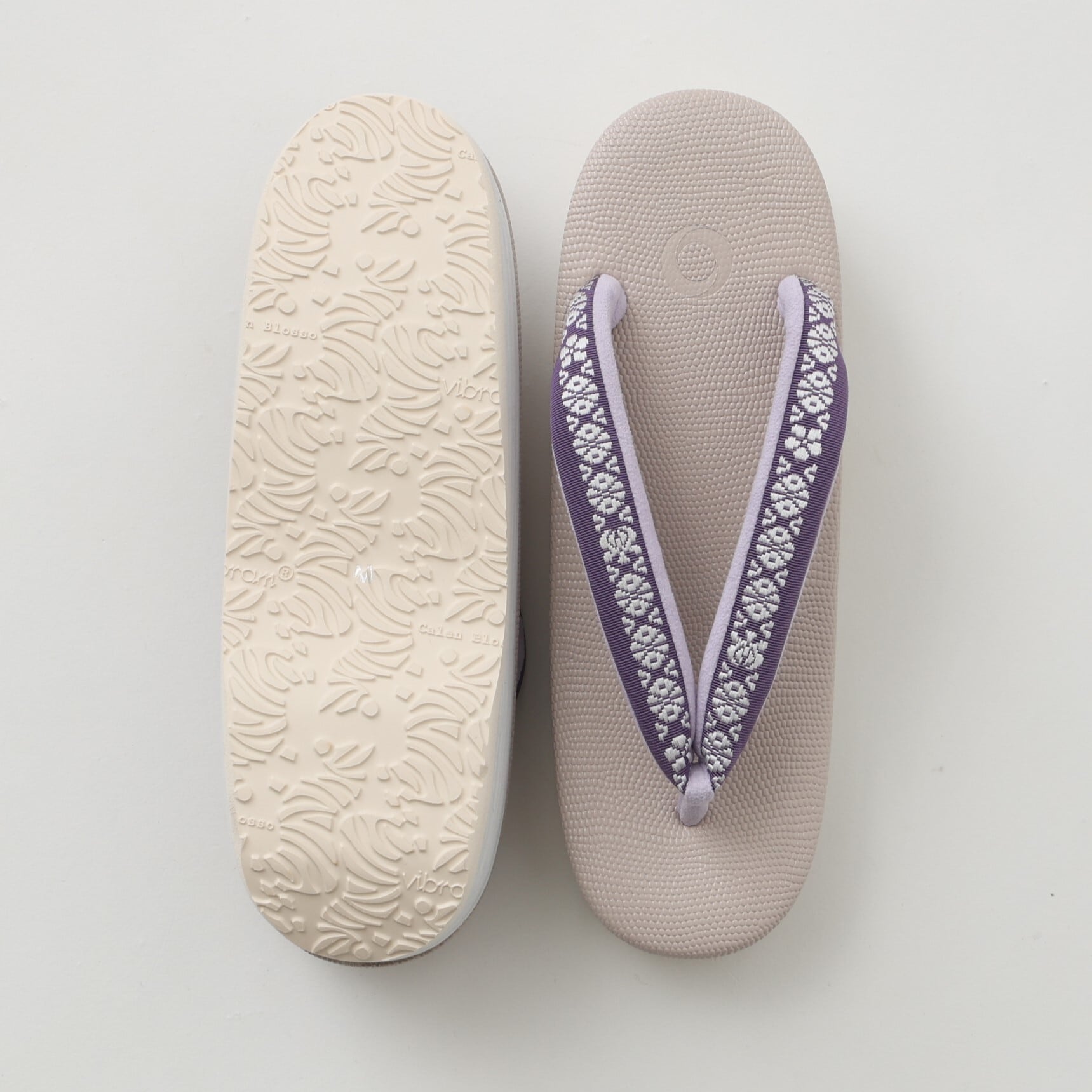 カフェ草履 レディース 菱屋カレンブロッソ×OKANO ベージュ×藤 Mサイズ  