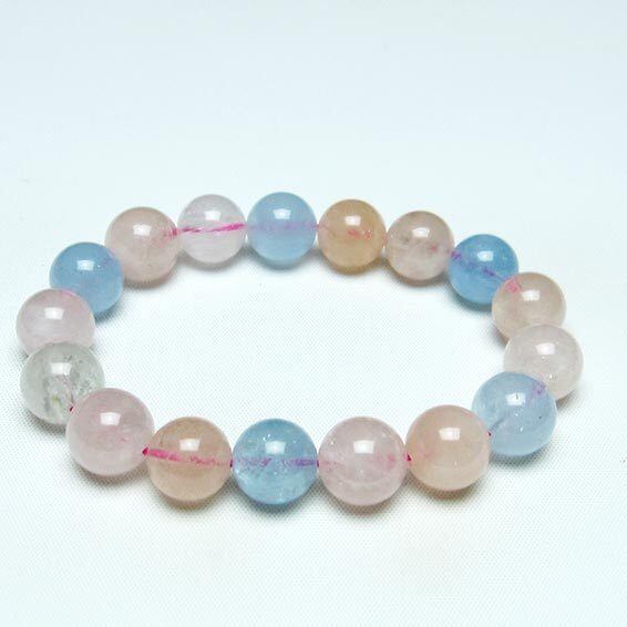 ミックスカラーベリル ブレスレット 12mm 一点物 メール便可 [M便 1/10] 111-30239