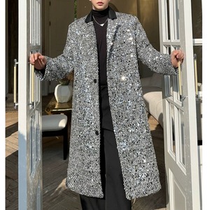 【Men】SEQUIN-ACCENTED PERFORMANCE TRENCH COAT FOR NIGHTLIFE GLAMOUR S-1922