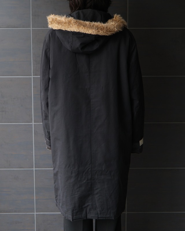 zip-up hood fur fade coat