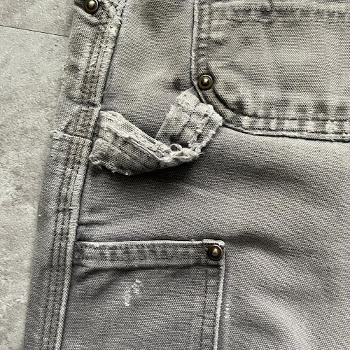 襤褸 USA生地製 グレー ダブルニー Carhartt B136 35×30 詳細写真19