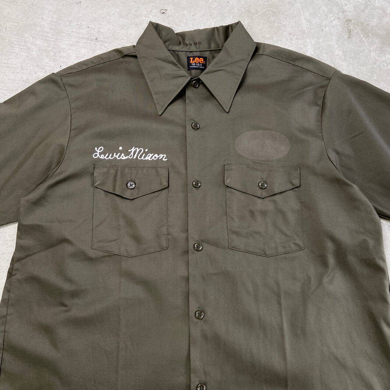 70年代 Lee リー 半袖ワークシャツ チェーン刺繍 メンズL相当 古着 70s  