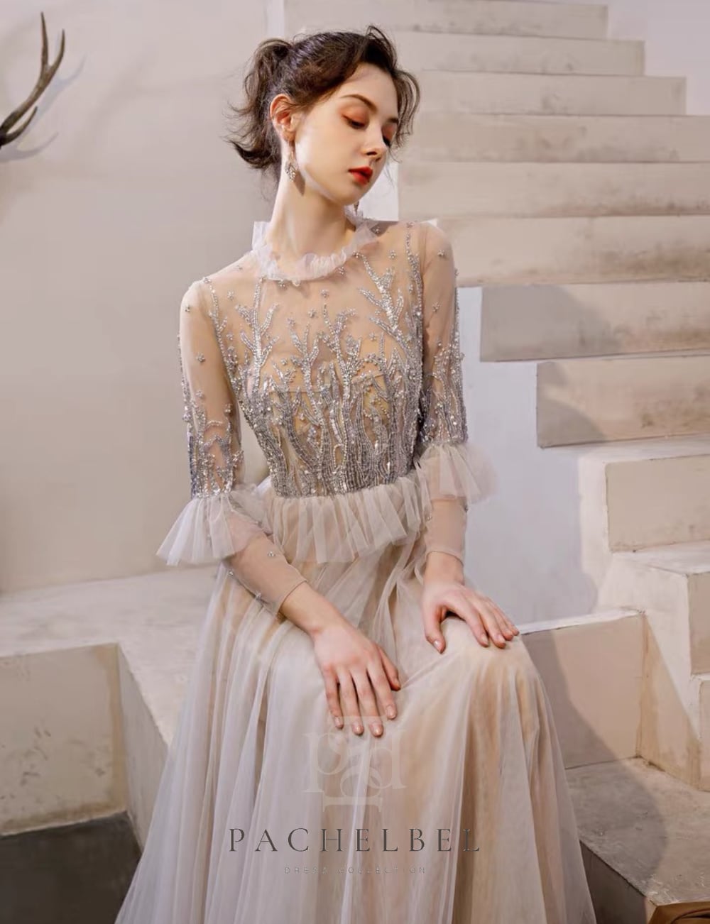 VIP★Off-White★オフホワイト ロングスリーブ シャツ ドレス ロイヤルオフホワイトロングスリーブドレス | PACHELBEL
