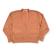 カシミヤ100% Pierre Cardin ピエールカルダン 金ボタン ニット カーディガン サイズ 40 /サーモンピンク/レディース/ビンテージ