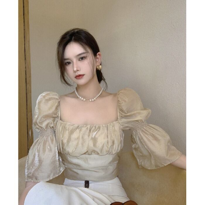 スリーブショートシャツ サマー半袖トップス ハーフスリーブ 夏物 スクウェア ガールズファッション53437895114