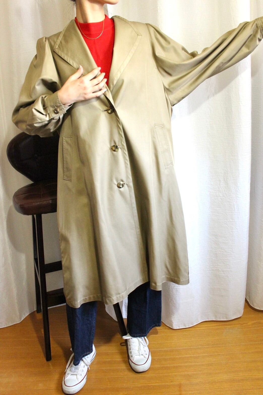 ボリュームスリーブ Aラインコート ベージュ