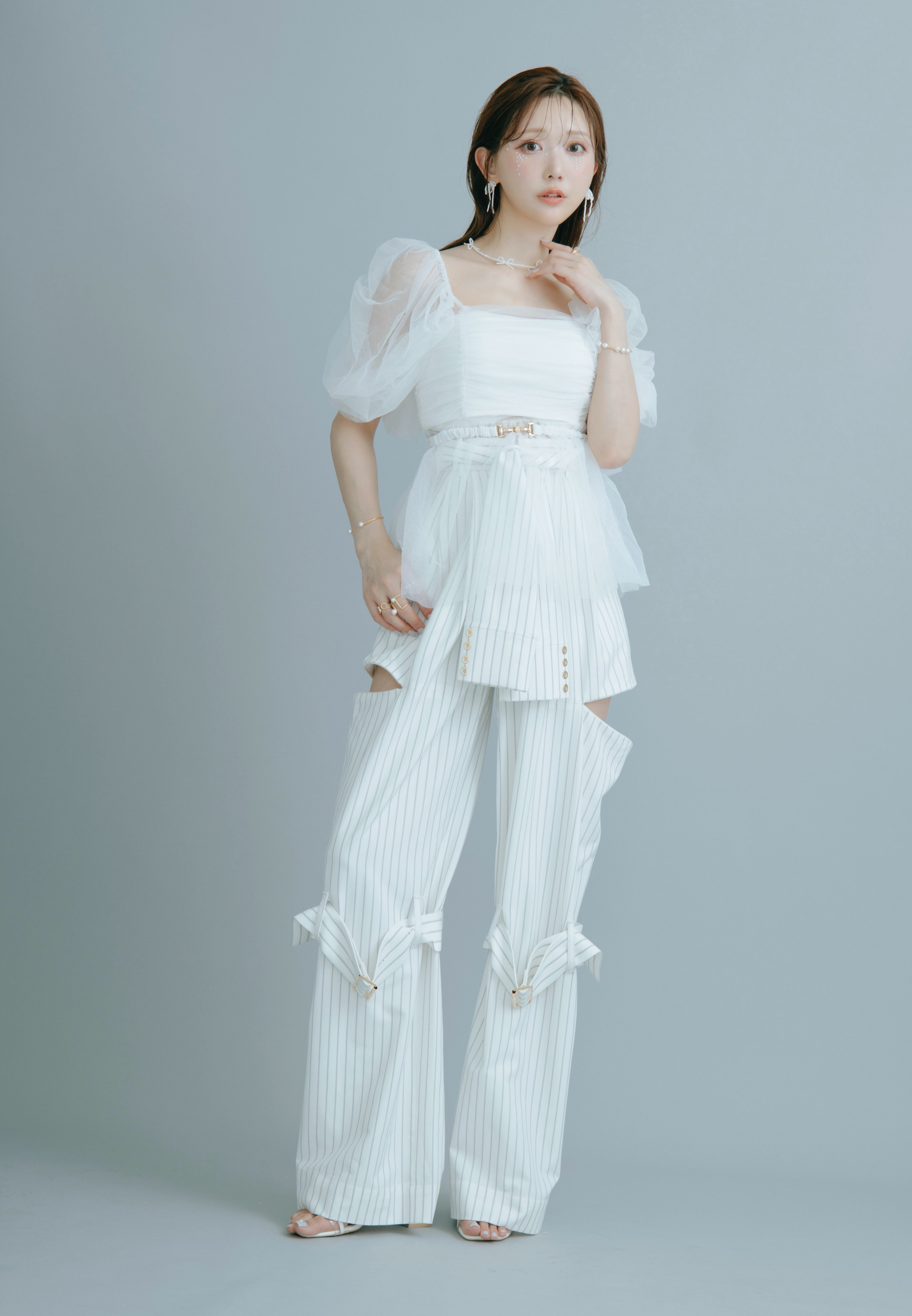 2way Gather Peplum Tulle Tops | Crayme,