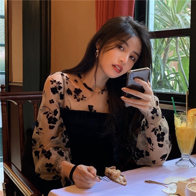 【MumuIns 】 春新作花柄デザインアップおしゃれシャツ　A0486