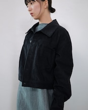 kujaku - J-106 Cropped Corduroy Jacket :Black|広畝コーデュロイ/コットンリネン/硫化染め/クロップド