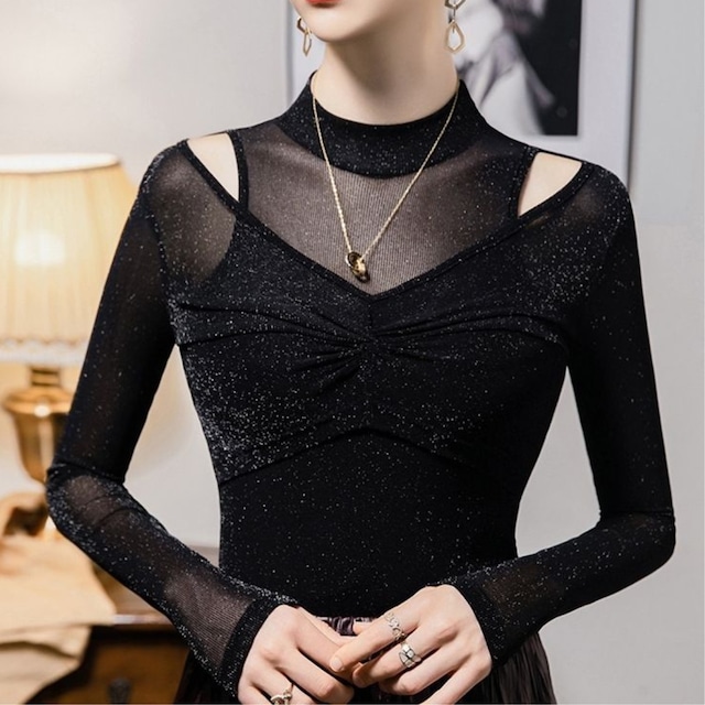 モノトーン シンプル ラメデザイン トップス ds454