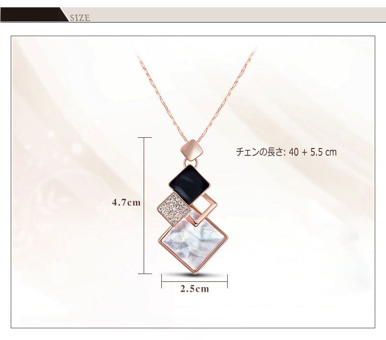 IUHA 【幾何学】菱形 ネックレス 天然シェル オーストリア産ジルコニア